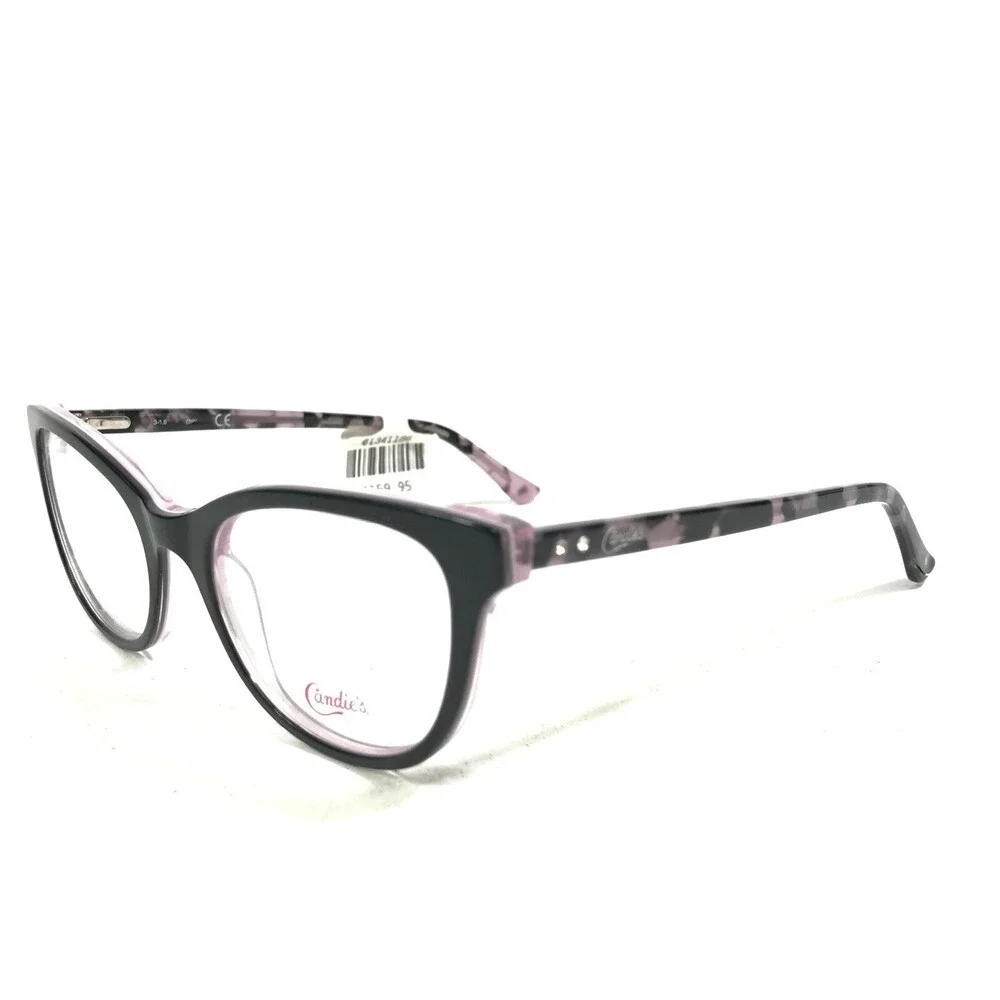 Candies CA0162 005 Eyeglasses Frames Black Purple Round Cat Eye 50-18-140